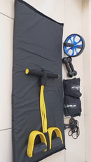 Kit Treino em Casa Completo C/ 6 Itens :- Par Caneleira de 3kg + Par Halter 1kg + Colchonete + Roda + Extensor +Corda