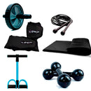 Kit Treino em Casa Completo C/ 6 Itens :- Par Caneleira de 3kg + Par Halter 1kg + Colchonete + Roda + Extensor +Corda