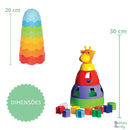 Kit 2 Brinquedos Bebê uma Girafa Didática + uma Torre Magica Encaixar Montar Presente 6 meses Menino Menina