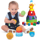 Kit 2 Brinquedos Bebê uma Girafa Didática + uma Torre Magica Encaixar Montar Presente 6 meses Menino Menina
