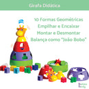 Kit 2 Brinquedos Bebê uma Girafa Didática + uma Torre Magica Encaixar Montar Presente 6 meses Menino Menina