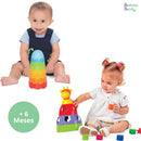 Kit 2 Brinquedos Bebê uma Girafa Didática + uma Torre Magica Encaixar Montar Presente 6 meses Menino Menina