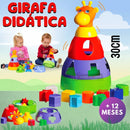 Kit 2 Brinquedos Bebê uma Girafa Didática + uma Torre Magica Encaixar Montar Presente 6 meses Menino Menina